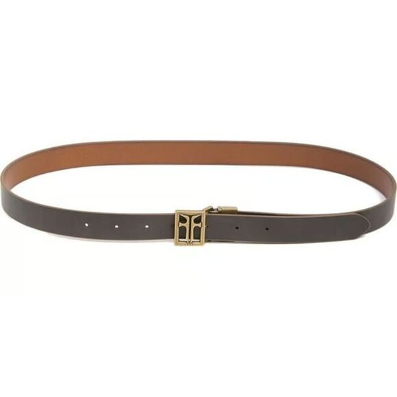 NWT Frye 25mm Reversible Tan and Black Leather Belt w/ Brass Hardware Sz L main image 6